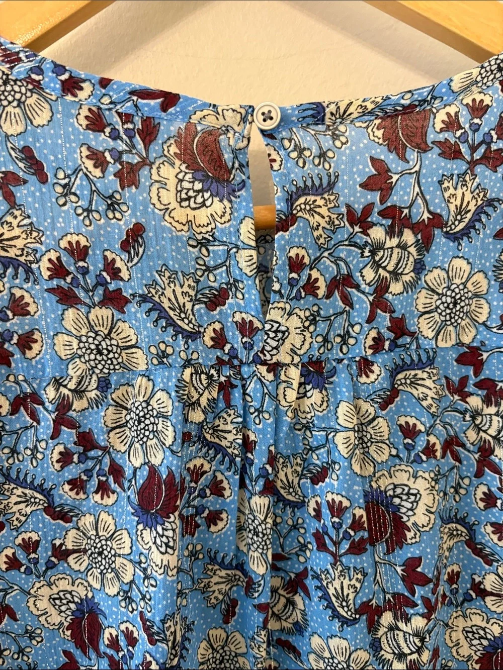 LOFT Blue Floral Puff-Sleeve Women's Top XXSP